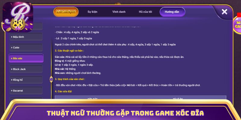 Thuật ngữ thường gặp trong game xóc đĩa